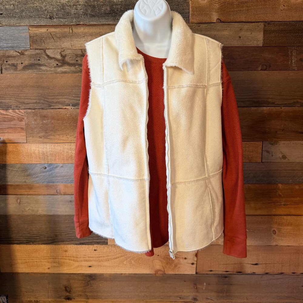 Relativity Plush Zip-Up Vest Cozy-Core in soft cream Sz. XL